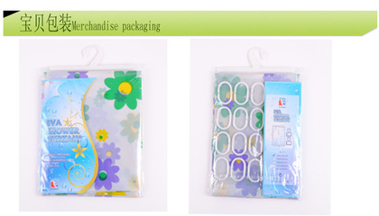 飞穹日用品批发2014淘宝热销爆款紫色花朵防水防霉PEVA浴帘详解